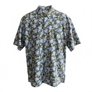 Reyn Spooner Vintage Hawaiian Shirt Reverse Print Blue Orchid Floral Size Large